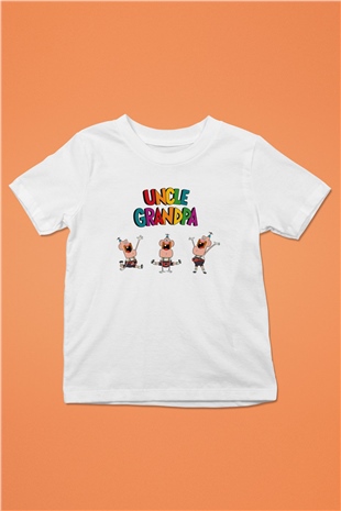 Uncle Grandpa Baskılı Beyaz Unisex Çocuk Tişört