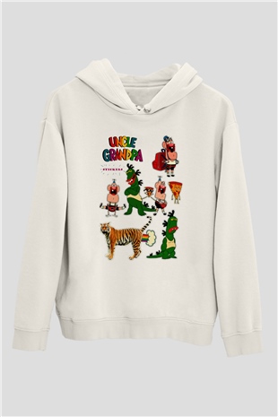 Uncle Grandpa Beyaz Unisex Hoodie
