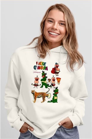 Uncle Grandpa Beyaz Unisex Hoodie