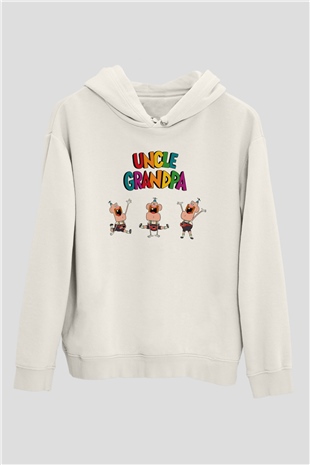 Uncle Grandpa Beyaz Unisex Kapşonlu Sweatshirt