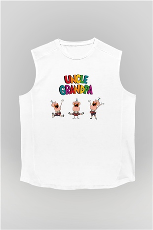 Uncle Grandpa Beyaz Unisex Kolsuz Tişört