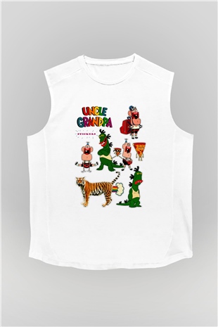 Uncle Grandpa Beyaz Unisex Kolsuz Tişört