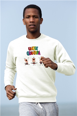 Uncle Grandpa Beyaz Unisex Sweatshirt