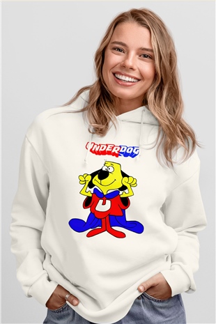 Underdog Beyaz Unisex Hoodie