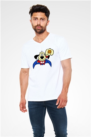 Underdog Beyaz Unisex  V Yaka Tişört