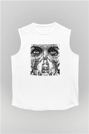 Underoath Baskılı Beyaz Unisex Kolsuz Tişört - Tshirt