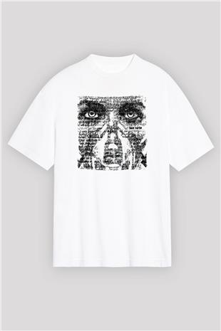 Underoath Baskılı Beyaz Unisex Oversize Tişört - Tshirt