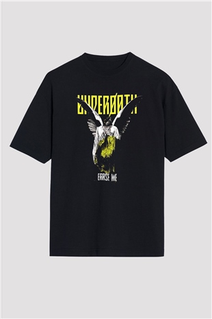 Underoath Baskılı Unisex Siyah Oversize Tişört - Tshirt