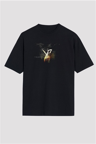 Underoath Baskılı Unisex Siyah Oversize Tişört - Tshirt