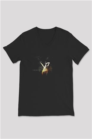 Underoath Baskılı Unisex Siyah V Yaka Tişört - Tshirt