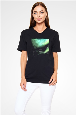 Underoath Baskılı Unisex Siyah V Yaka Tişört - Tshirt