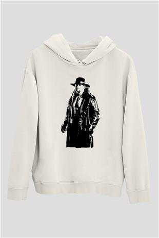 Undertaker Baskılı Beyaz Unisex Hoodie