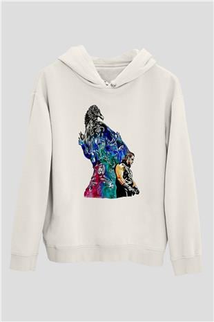 Undertaker Baskılı Beyaz Unisex Hoodie