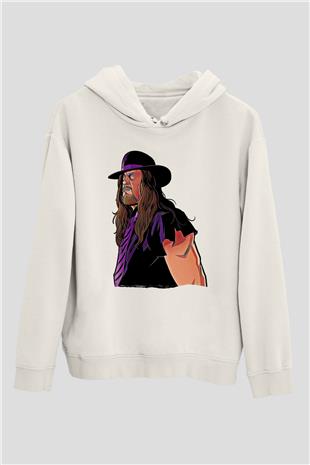 Undertaker Baskılı Beyaz Unisex Hoodie