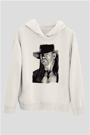 Undertaker Baskılı Beyaz Unisex Hoodie