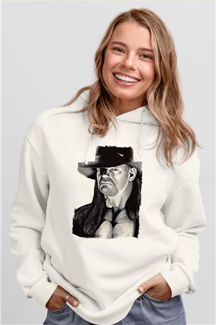 Undertaker Baskılı Beyaz Unisex Hoodie