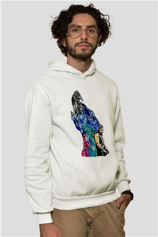 Undertaker Baskılı Beyaz Unisex Hoodie