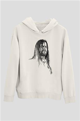 Undertaker Baskılı Beyaz Unisex Hoodie