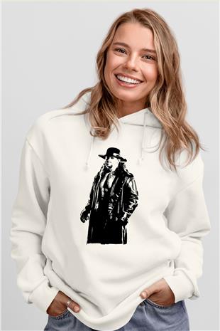 Undertaker Baskılı Beyaz Unisex Hoodie