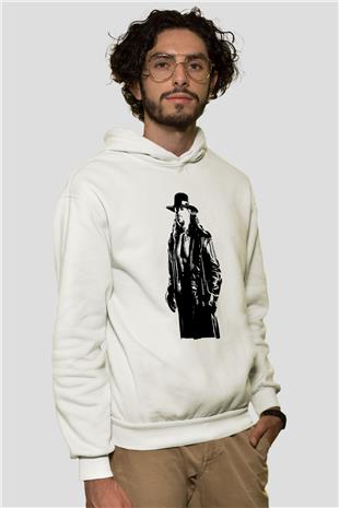 Undertaker Baskılı Beyaz Unisex Hoodie