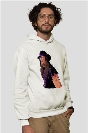 Undertaker Baskılı Beyaz Unisex Hoodie