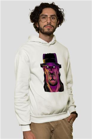 Undertaker Baskılı Beyaz Unisex Hoodie