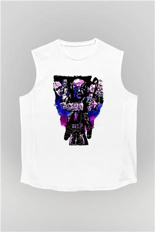 Undertaker Baskılı Beyaz Unisex Kolsuz Tişört - Tshirt