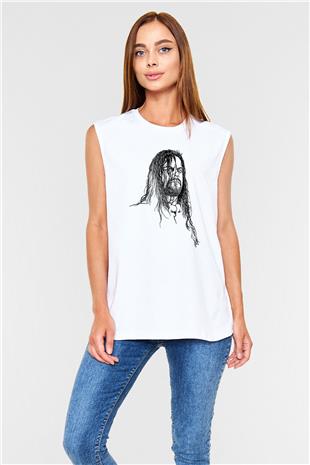Undertaker Baskılı Beyaz Unisex Kolsuz Tişört - Tshirt