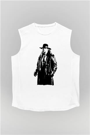 Undertaker Baskılı Beyaz Unisex Kolsuz Tişört - Tshirt