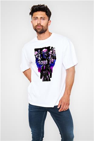 Undertaker Baskılı Beyaz Unisex Oversize Tişört - Tshirt