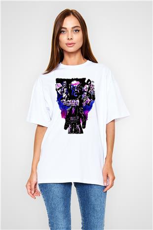 Undertaker Baskılı Beyaz Unisex Oversize Tişört - Tshirt