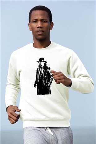 Undertaker Baskılı Beyaz Unisex Sweatshirt
