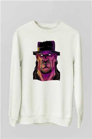 Undertaker Baskılı Beyaz Unisex Sweatshirt