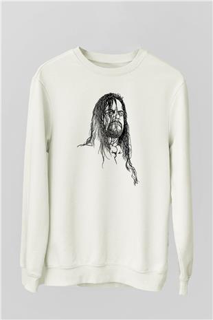 Undertaker Baskılı Beyaz Unisex Sweatshirt