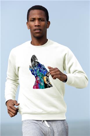 Undertaker Baskılı Beyaz Unisex Sweatshirt
