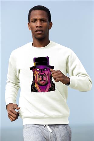 Undertaker Baskılı Beyaz Unisex Sweatshirt