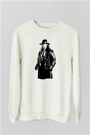 Undertaker Baskılı Beyaz Unisex Sweatshirt