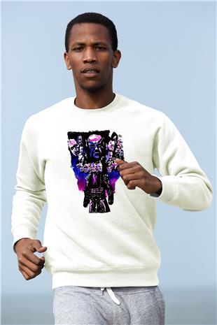 Undertaker Baskılı Beyaz Unisex Sweatshirt