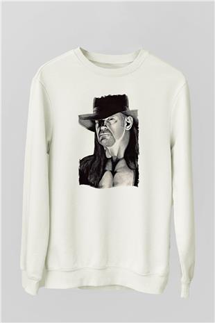 Undertaker Baskılı Beyaz Unisex Sweatshirt