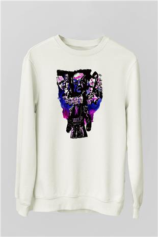 Undertaker Baskılı Beyaz Unisex Sweatshirt