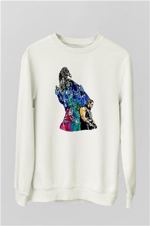 Undertaker Baskılı Beyaz Unisex Sweatshirt