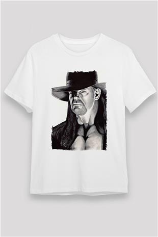 Undertaker Unisex Baskılı Beyaz Tişört - Tshirt