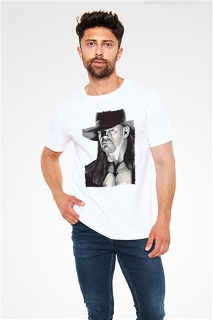 Undertaker Unisex Baskılı Beyaz Tişört - Tshirt
