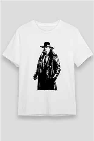 Undertaker Unisex Baskılı Beyaz Tişört - Tshirt