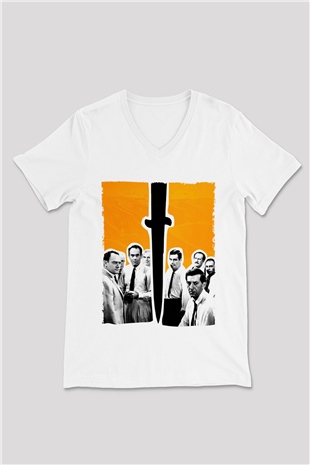 Unisex 12 Öfkeli Adam-12 Angry Men Baskılı Beyaz V Yaka Tişört