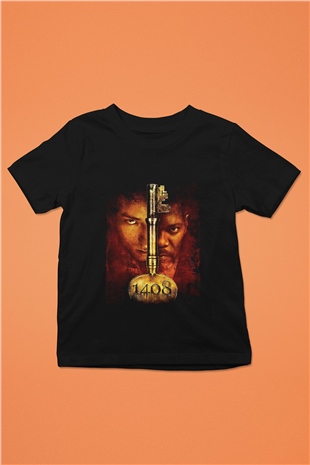 Unisex 1408 Baskılı Siyah Çocuk T-shirt