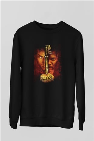 Unisex 1408 Baskılı Siyah Sweatshirt