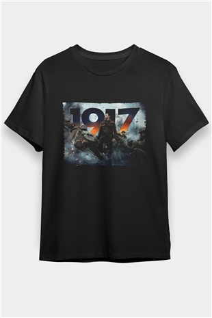 1917 Baskılı Siyah Tshirt