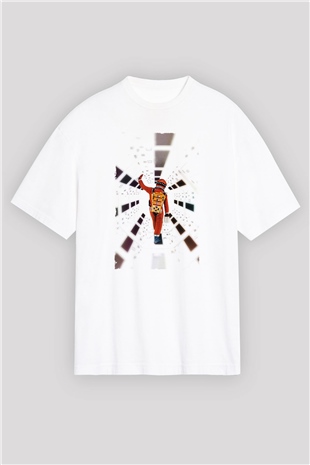 Unisex 2001 Bir Uzay Destanı-2001 A Space Odyssey Baskılı Beyaz Oversize Tişört