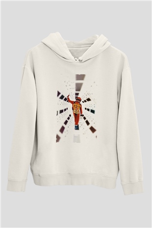 Unisex 2001 Bir Uzay Destanı-2001 A Space Odyssey Baskılı Beyaz Kapüşonlu Sweatshirt